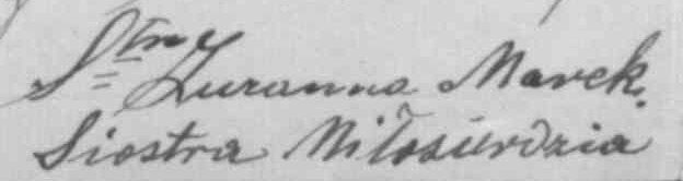 podpis Siostra Miosierdzia Zuzanna Marek 1913
