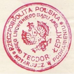 stempel Teodor Łepki notarjusz w Podkamieniu