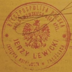 stempel Jerzy Lewicki zastêpca notariusza w Za³o¼cach